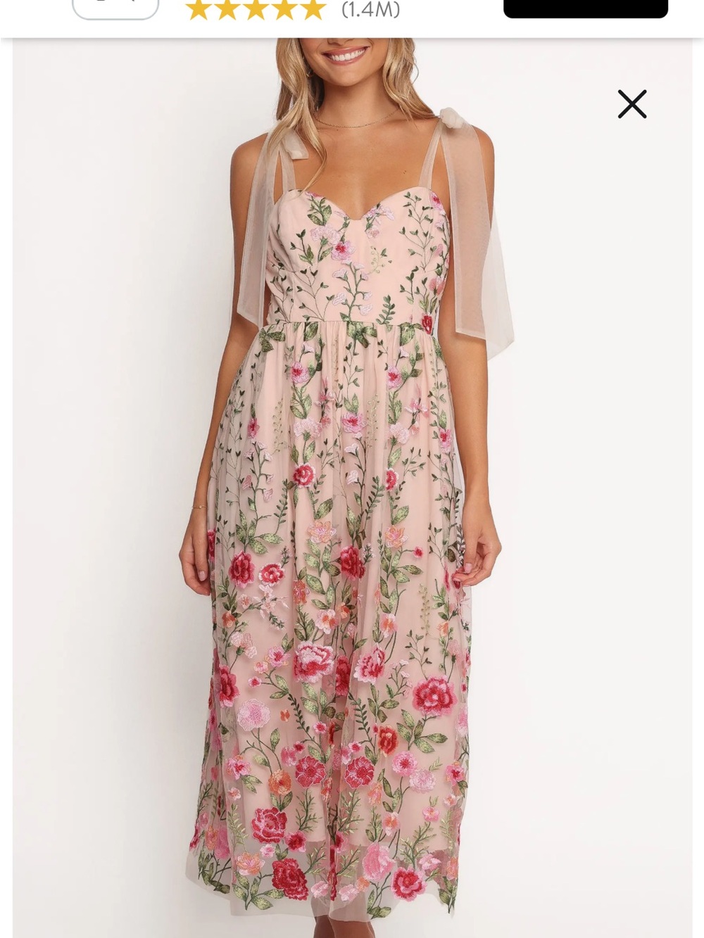 NWT Petal & Pup Mirabel Floral Embroidered Midi Dress Size Small - Picture 2 of 10